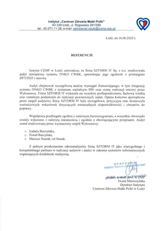 Rekomendacja – CZMP
