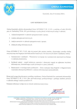 Rekomendacja – Gmina Kamieńsk